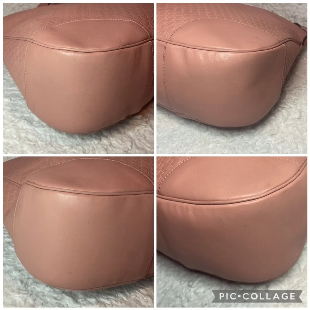 Gucci GG Microguccissima Monogram Bree Pink Leather Hobo Zip Shoulder Bag Purse